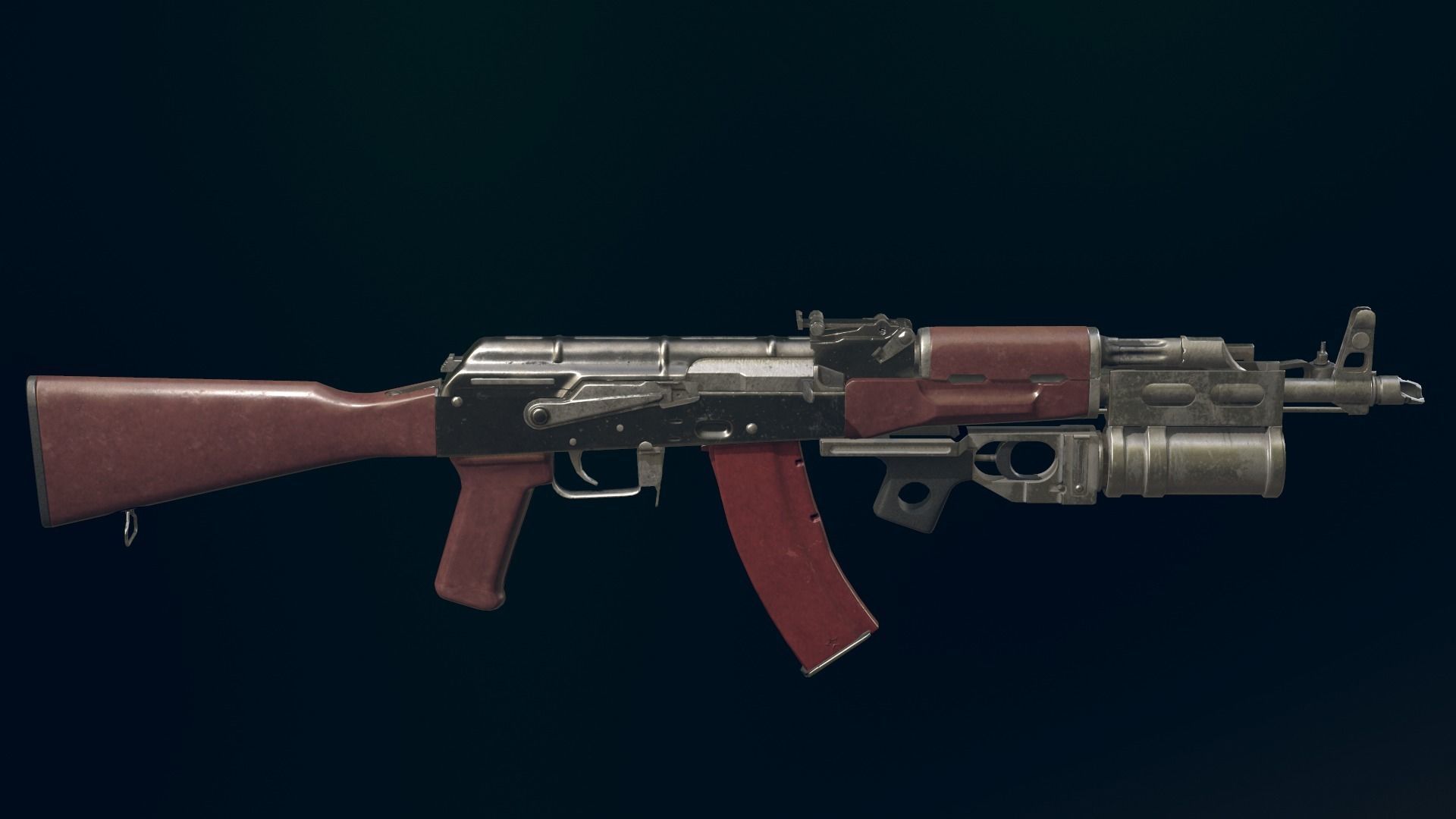 AKM Automatic Rifle equipped with GL25 Low-poly 3D model_20