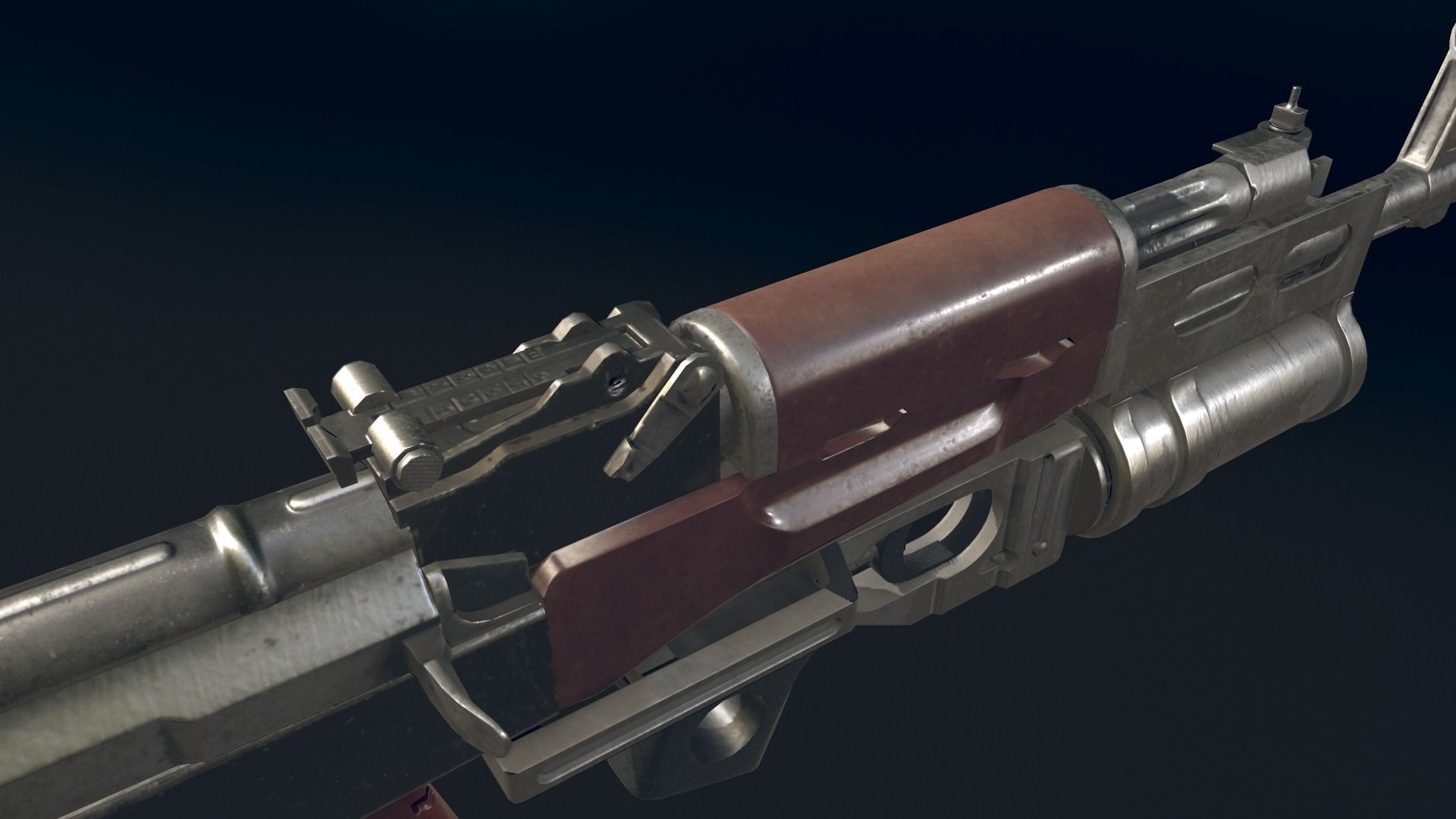 AKM Automatic Rifle equipped with GL25 Low-poly 3D model_15