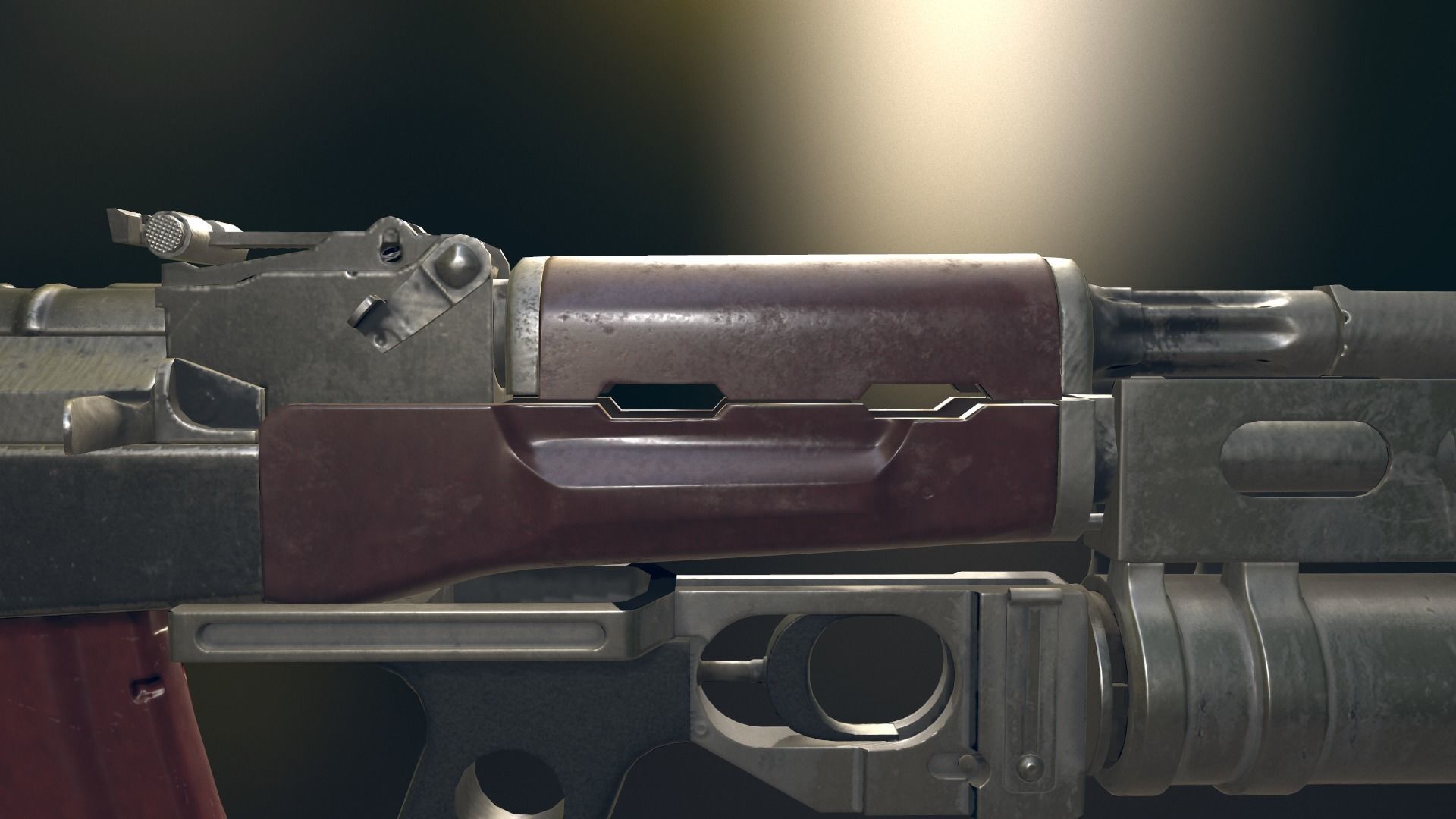 AKM Automatic Rifle equipped with GL25 Low-poly 3D model_5