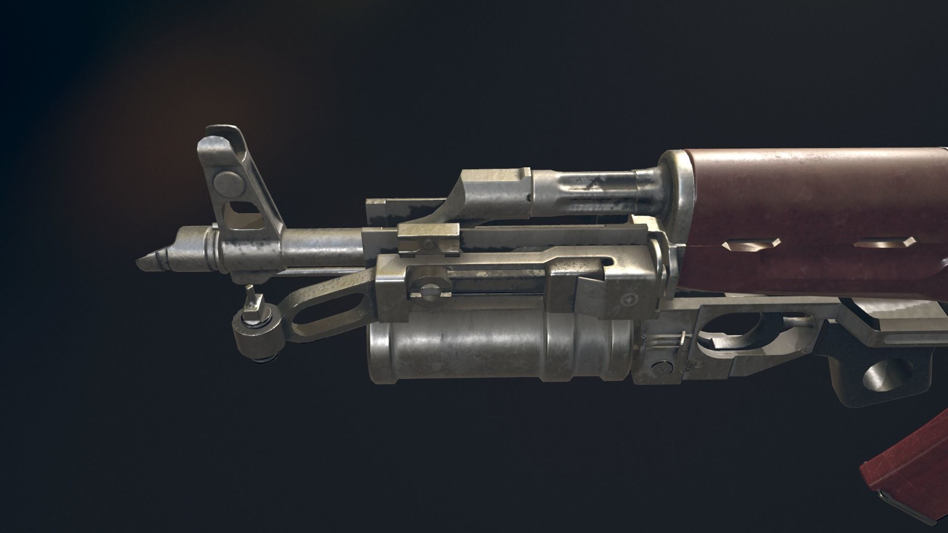 AKM Automatic Rifle equipped with GL25 Low-poly 3D model_4