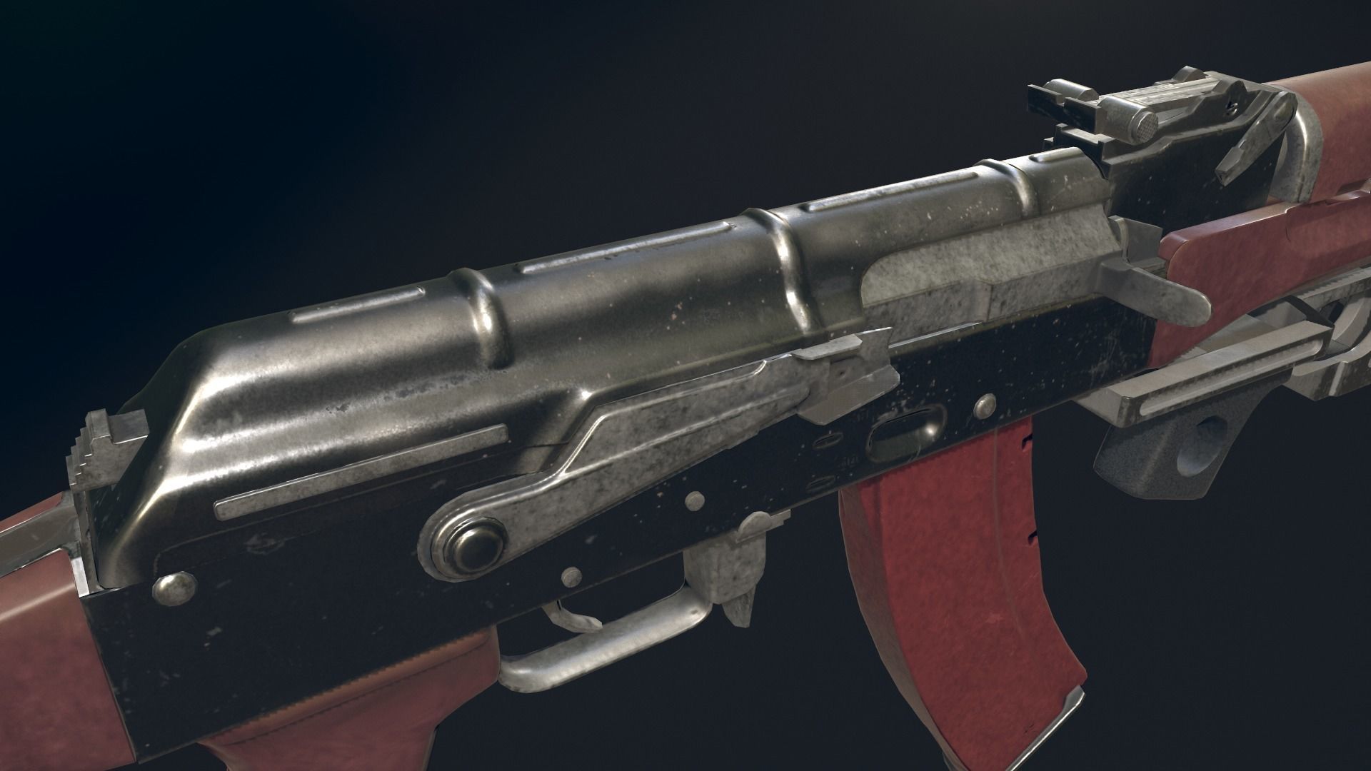 AKM Automatic Rifle equipped with GL25 Low-poly 3D model_14