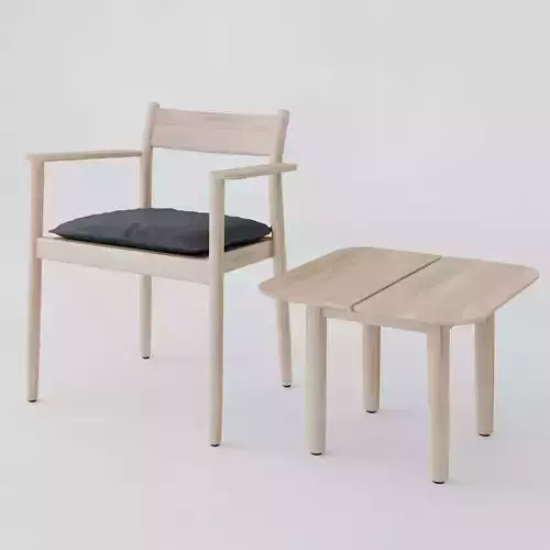 DWR Terassi Armchair and Terassi Side Table