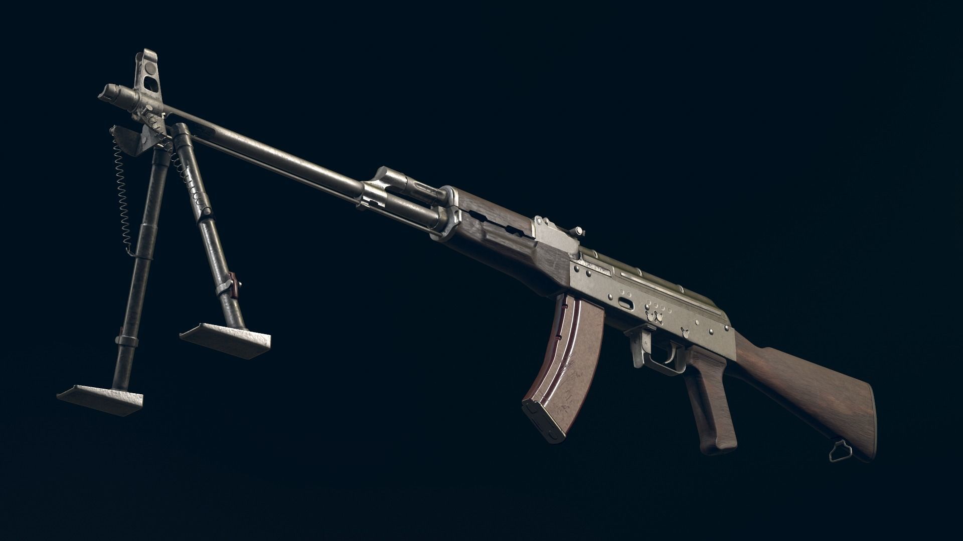RPK Automatic Rifle equipped with  GL25 and bipod Low-poly 3D model_1