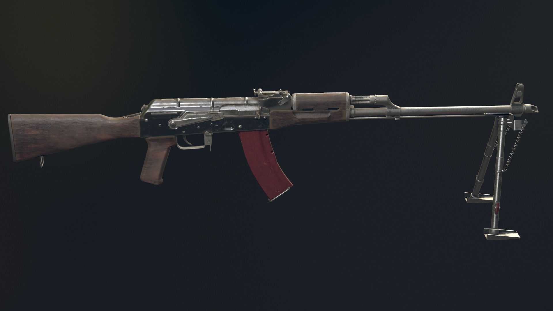 RPK Automatic Rifle equipped with  GL25 and bipod Low-poly 3D model_13