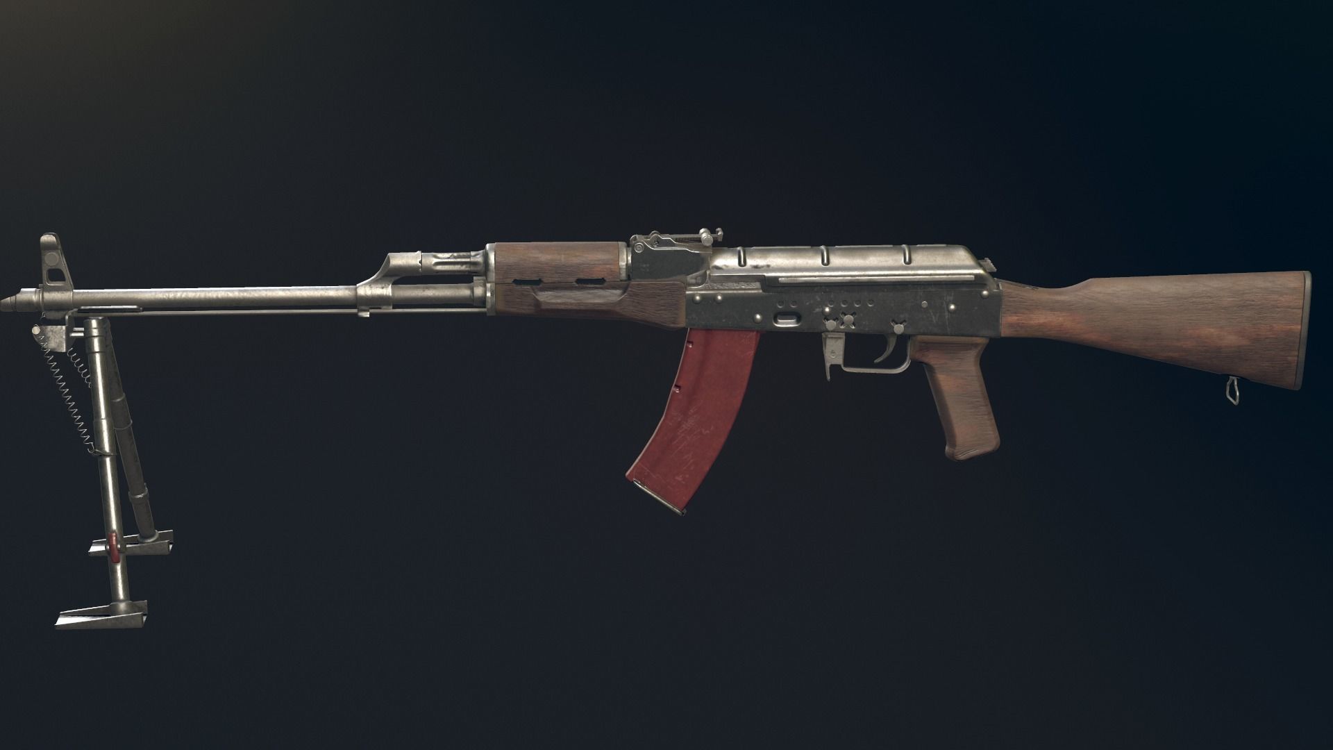 RPK Automatic Rifle equipped with  GL25 and bipod Low-poly 3D model_14