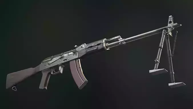 RPK Automatic Rifle equipped with  GL25 and bipod Low-poly 3D model RPK Automatic Rifle equipped with  GL25 and bipod Low-poly 3D model