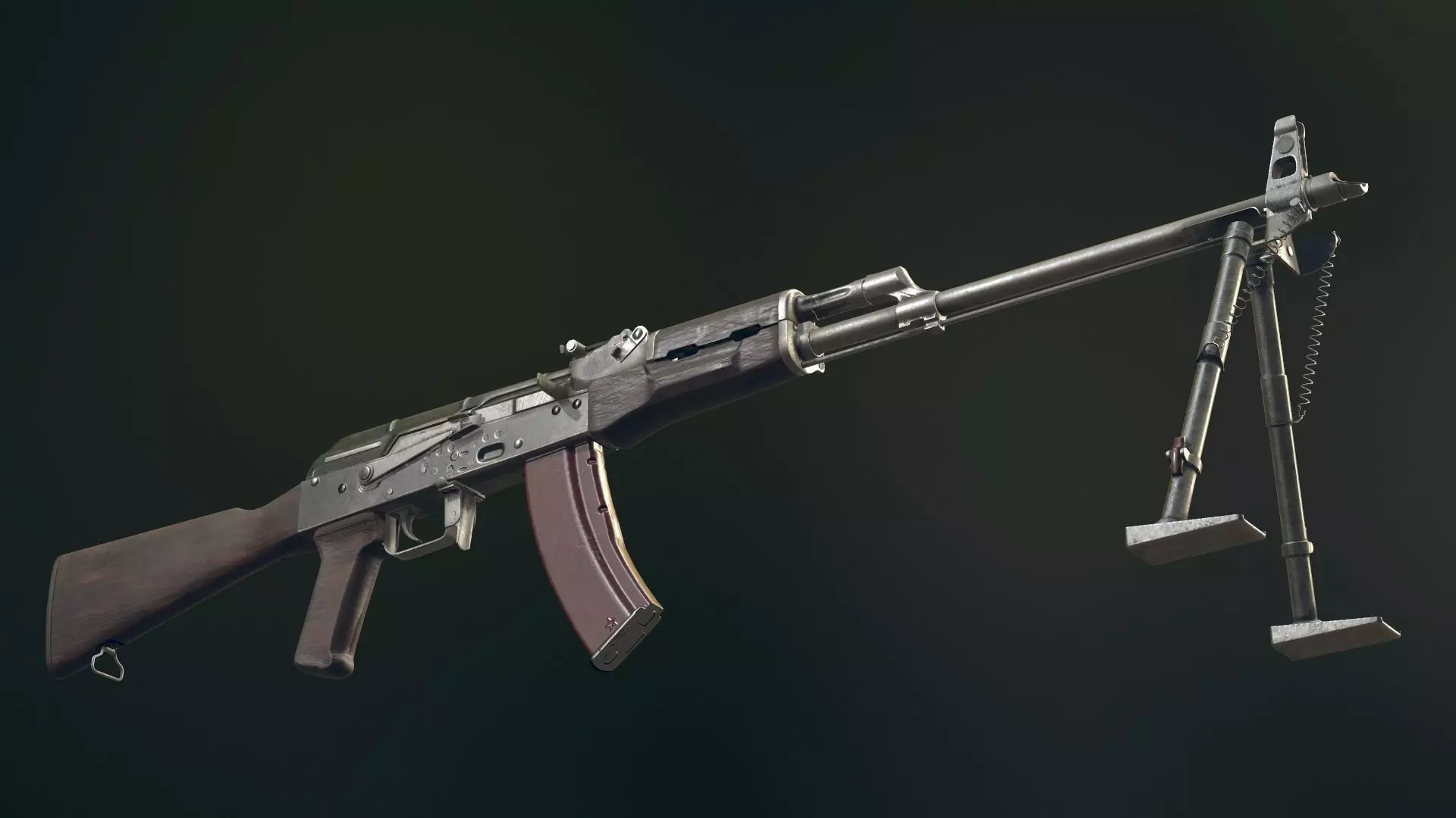 RPK Automatic Rifle equipped with  GL25 and bipod Low-poly 3D model_0