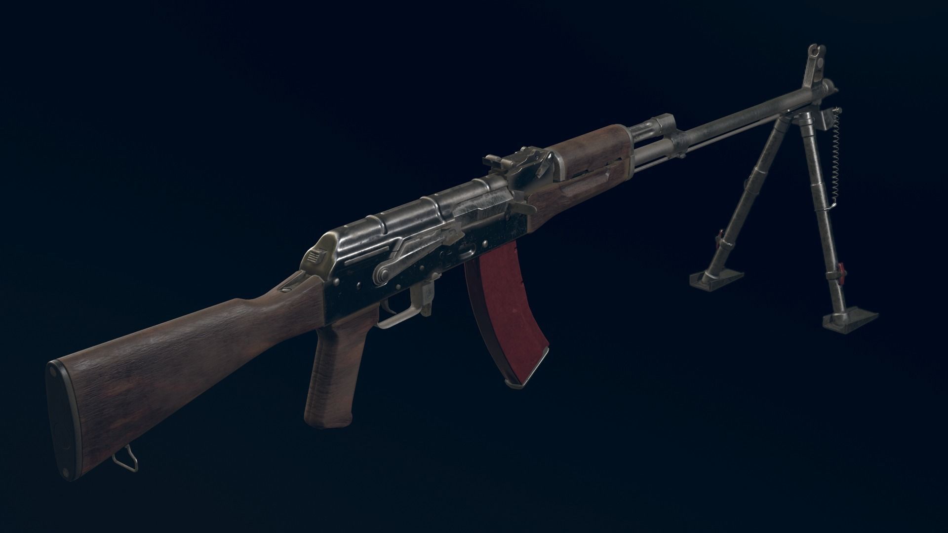 RPK Automatic Rifle equipped with  GL25 and bipod Low-poly 3D model_11