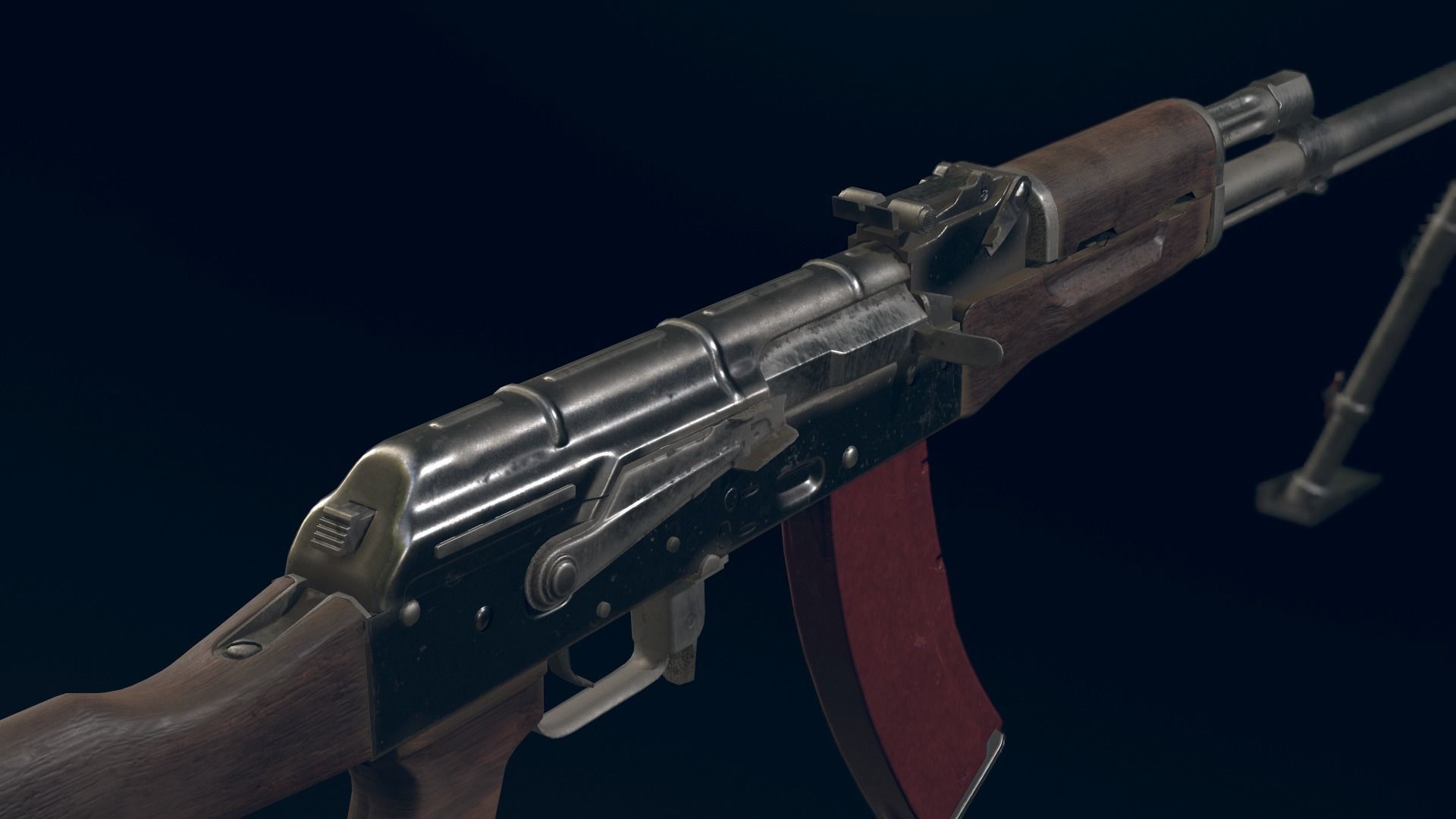 RPK Automatic Rifle equipped with  GL25 and bipod Low-poly 3D model_8