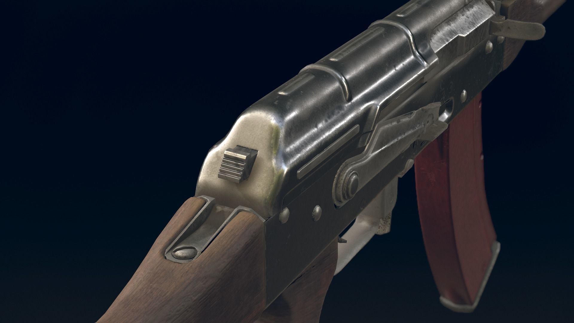 RPK Automatic Rifle equipped with  GL25 and bipod Low-poly 3D model_7