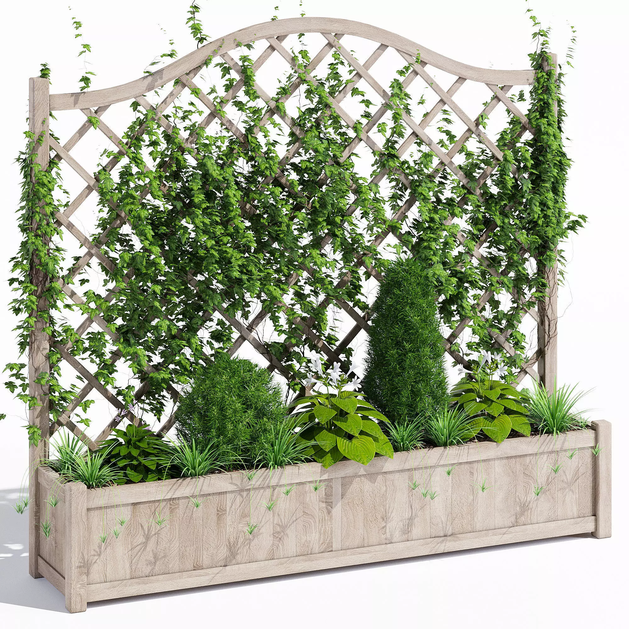 Oxford wooden trellis planter 3D model