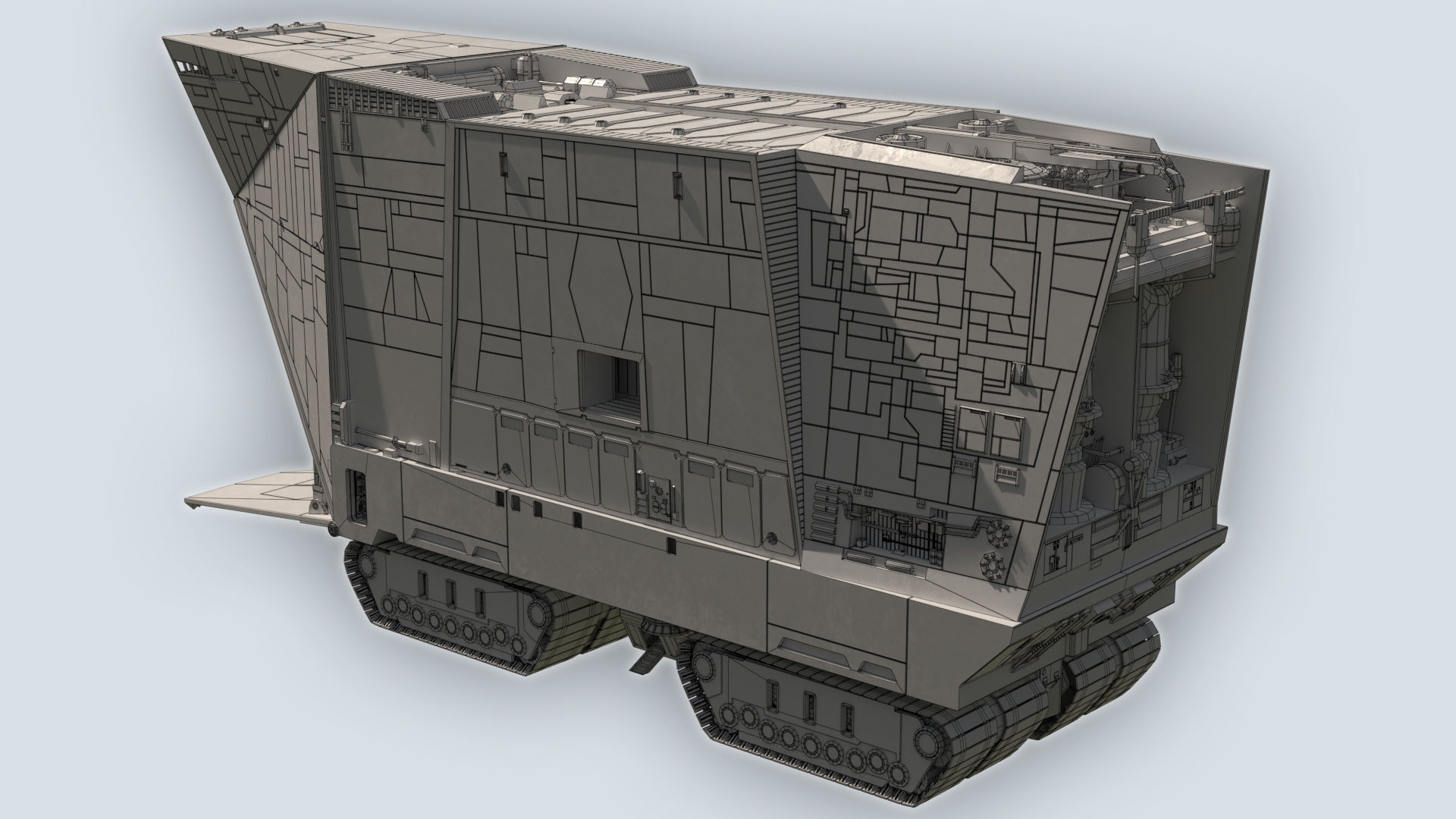 Sandcrawler old rusty vehicle Low-poly 3D model_12