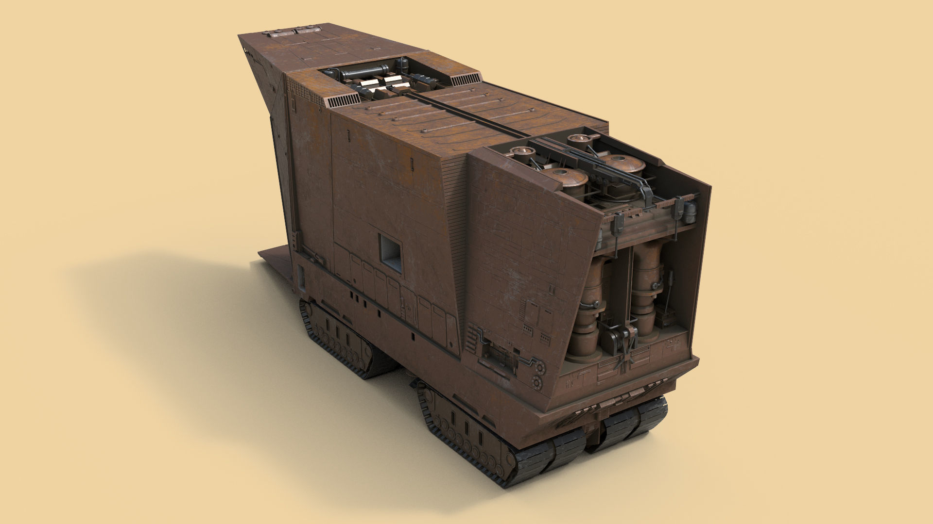 Sandcrawler old rusty vehicle Low-poly 3D model_3