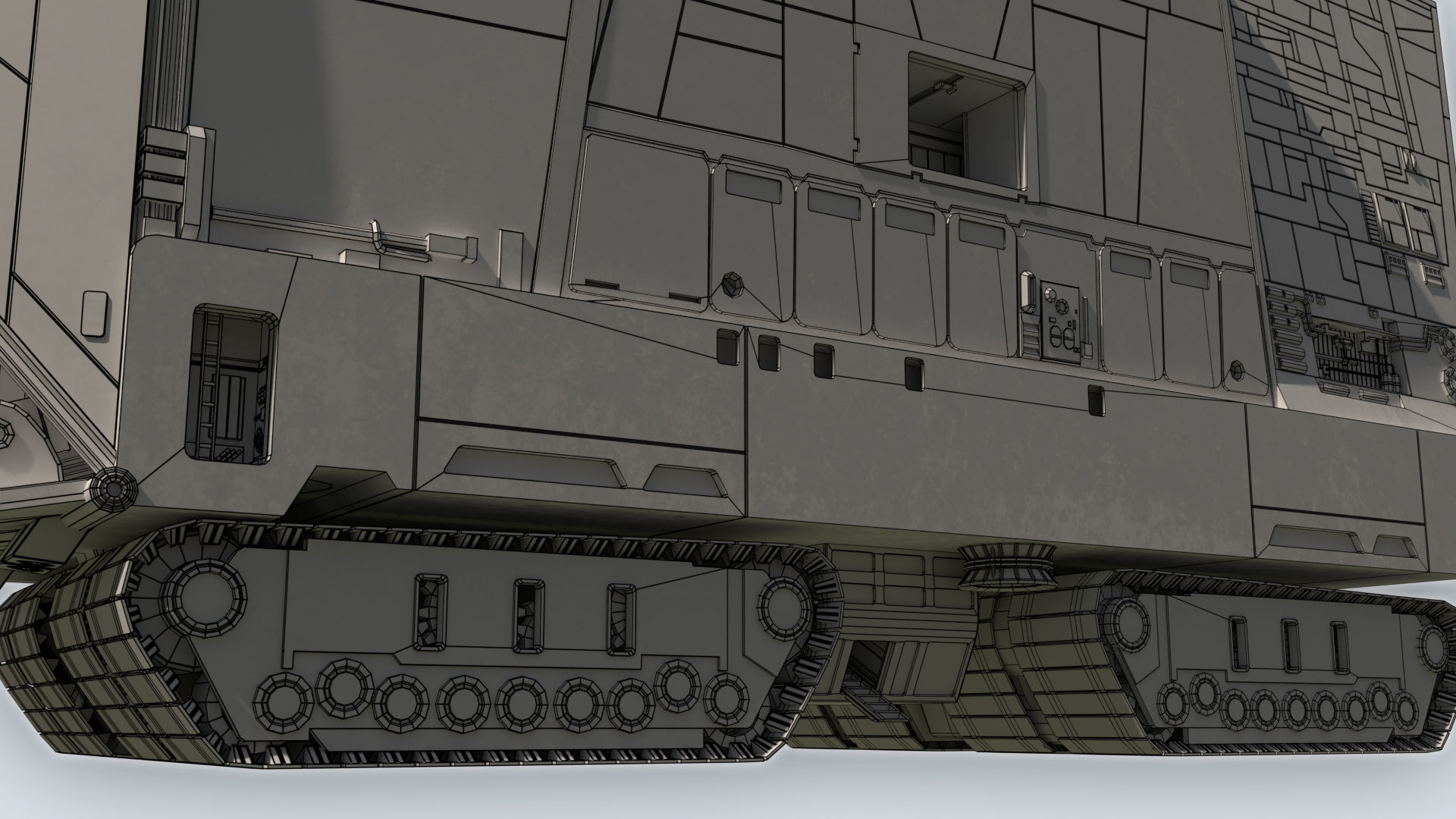 Sandcrawler old rusty vehicle Low-poly 3D model_13