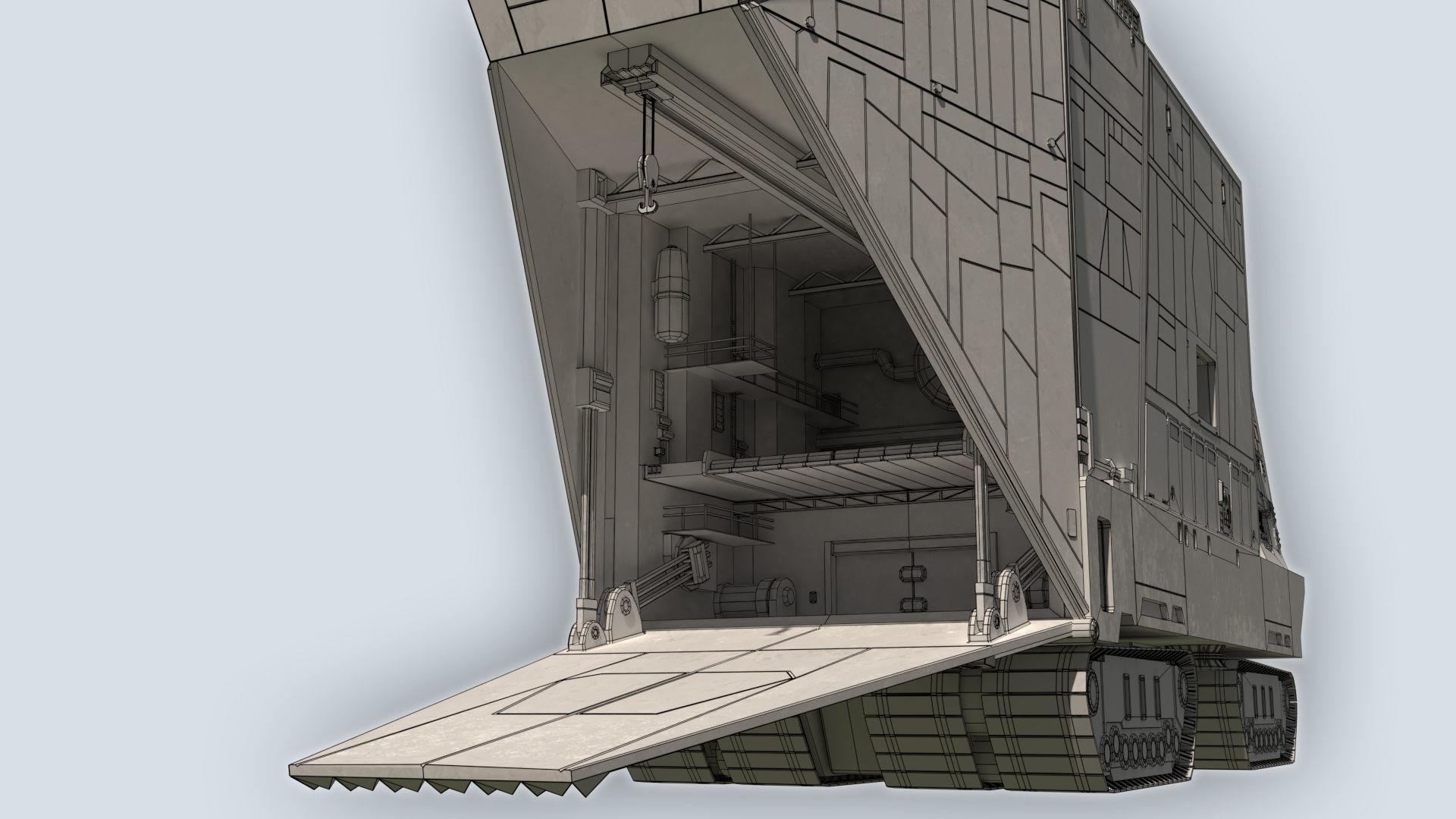 Sandcrawler old rusty vehicle Low-poly 3D model_10