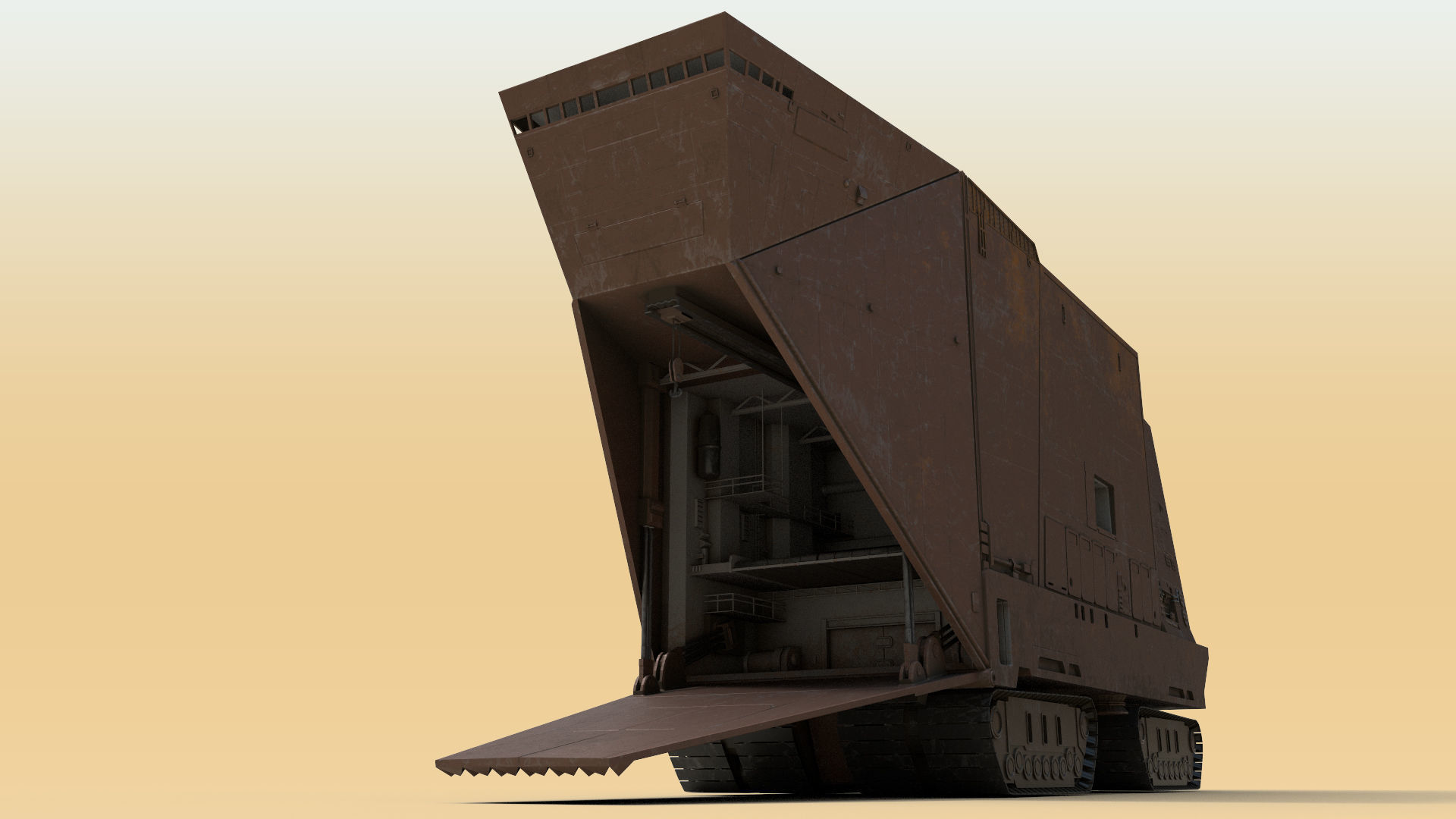 Sandcrawler old rusty vehicle Low-poly 3D model_4