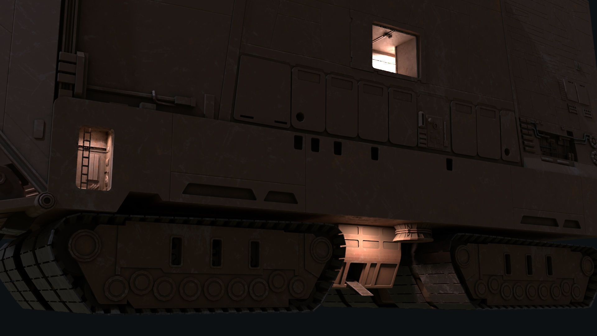 Sandcrawler old rusty vehicle Low-poly 3D model_6