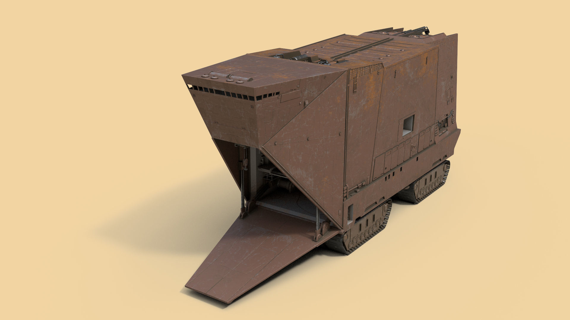 Sandcrawler old rusty vehicle Low-poly 3D model_2