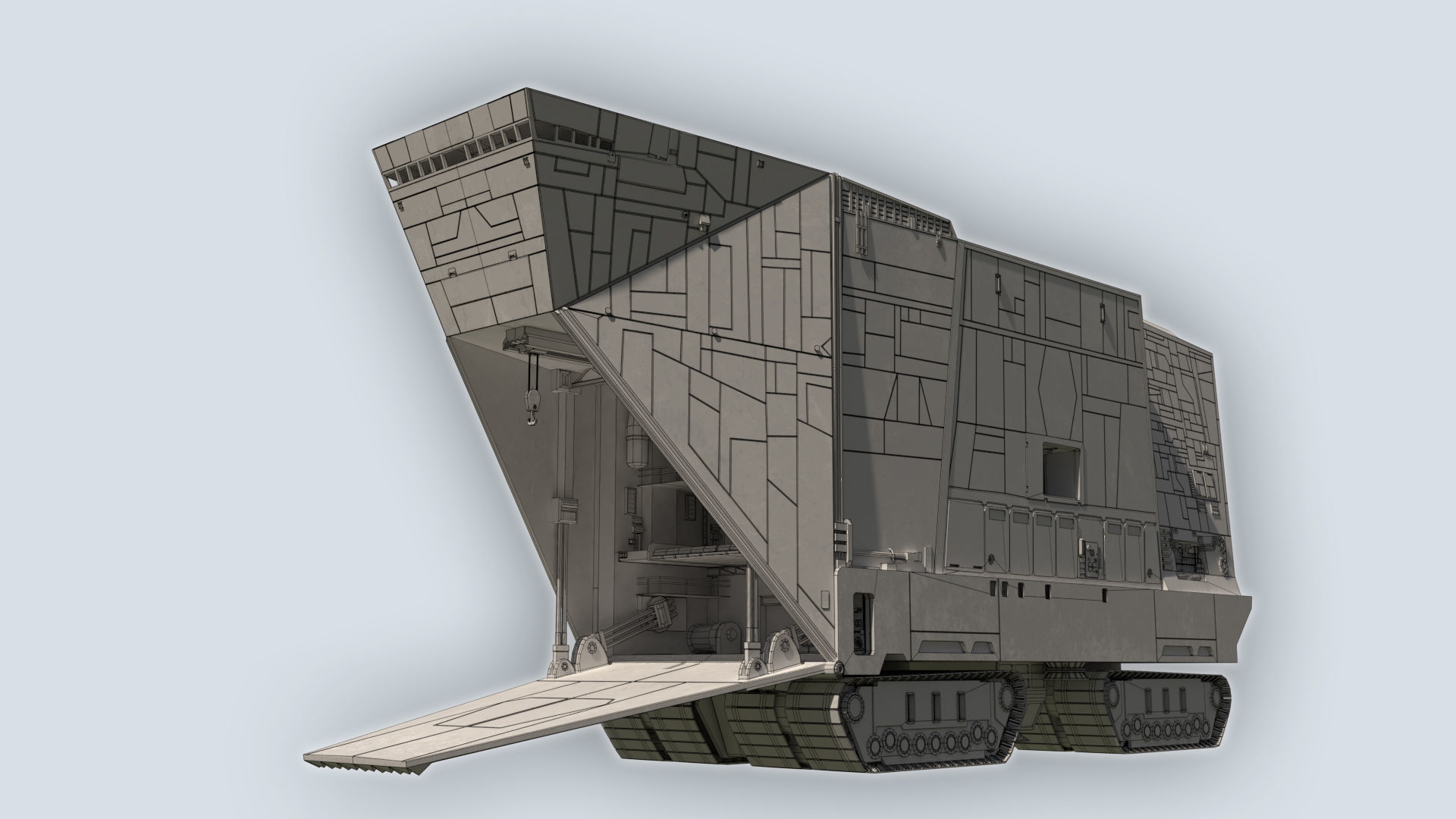 Sandcrawler old rusty vehicle Low-poly 3D model_8