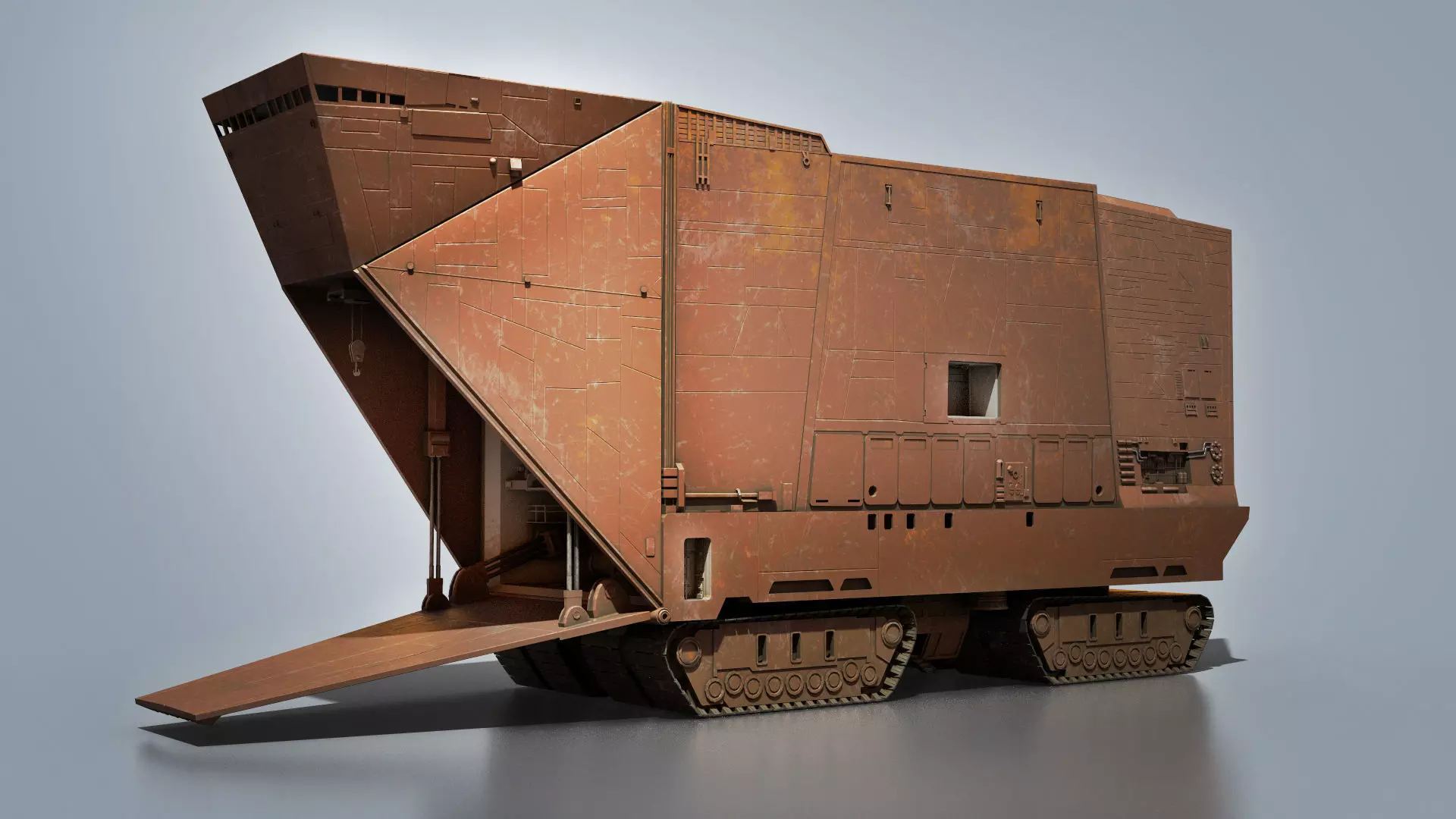 Sandcrawler old rusty vehicle Low-poly 3D model_0