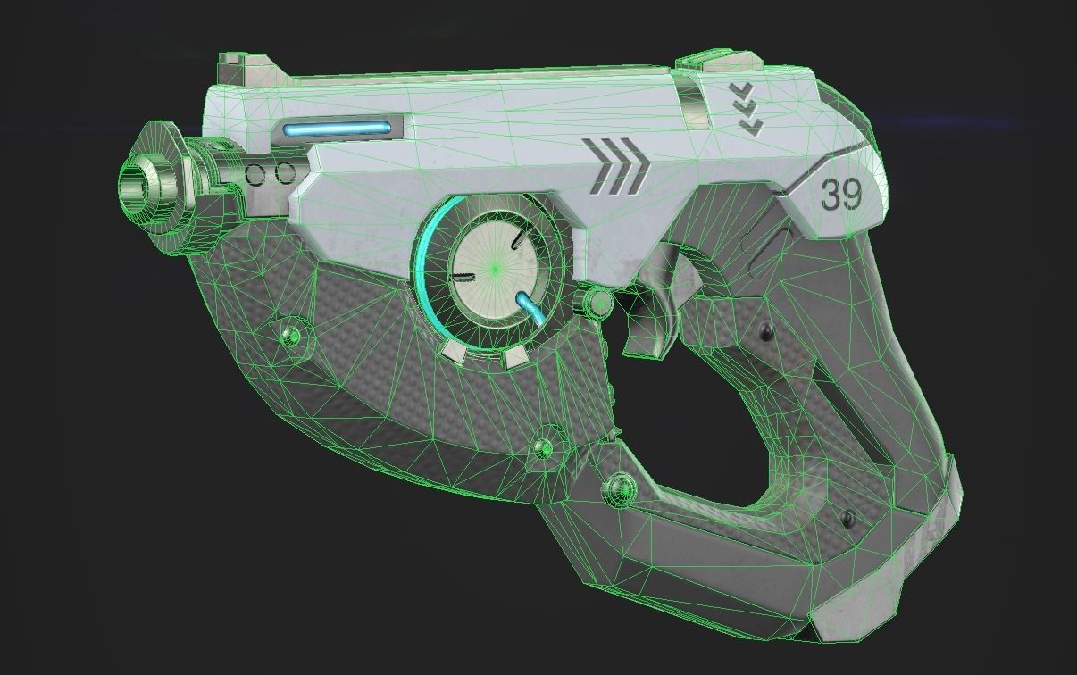 Sci fi gun Low-poly 3D model_1