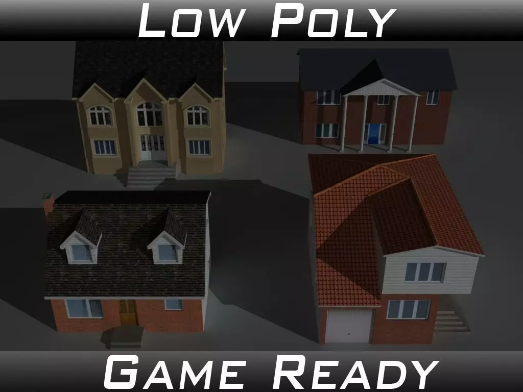 House Collection Set 2 Low-poly 3D model_0
