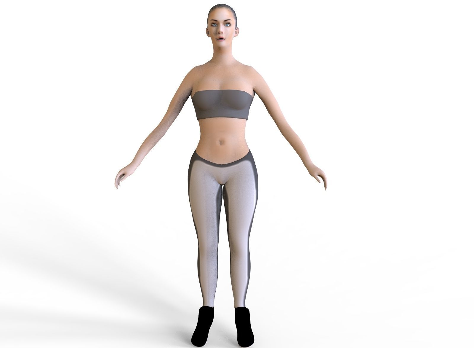 Fitness Girl Low-poly 3D model_5