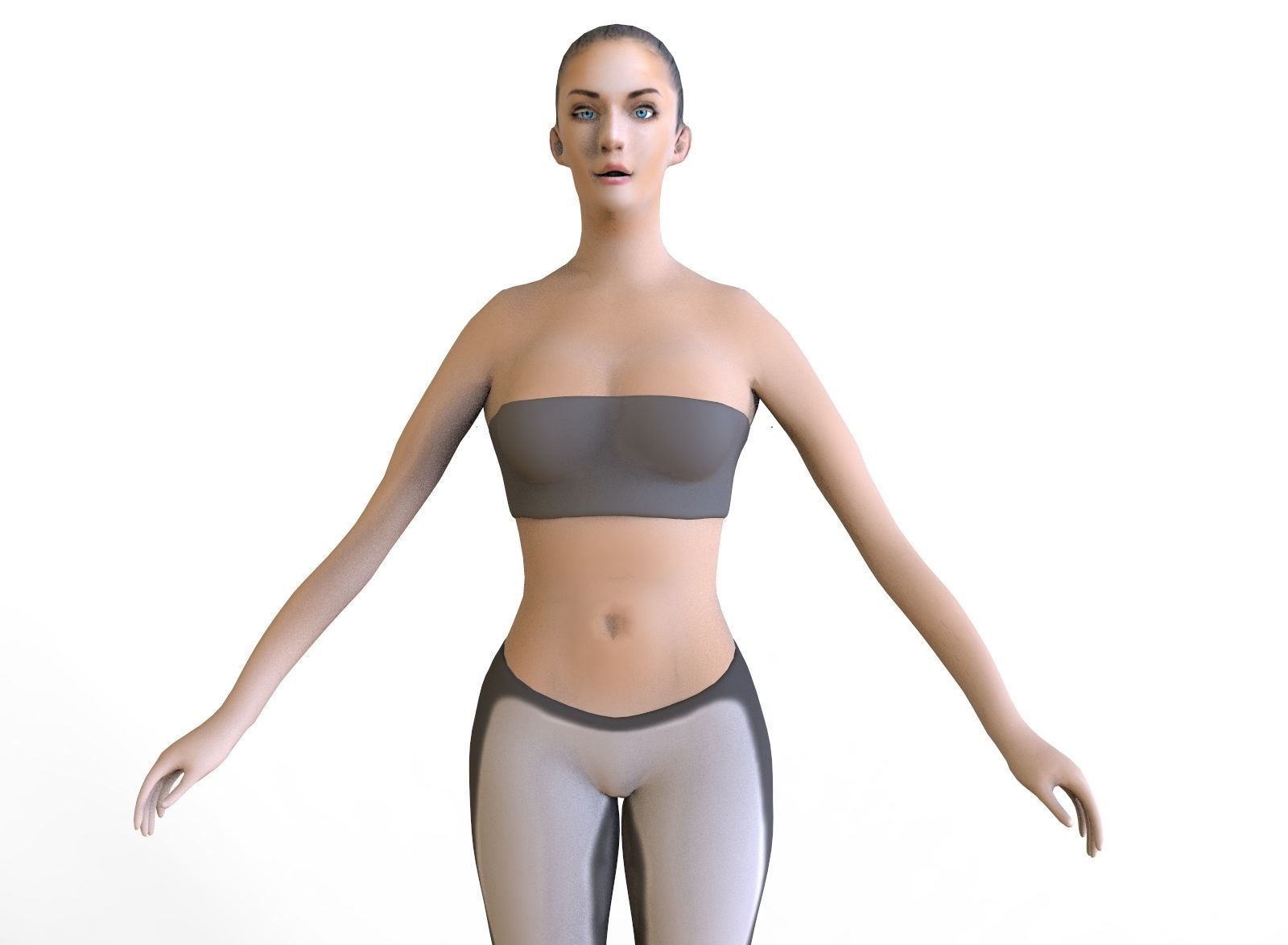 Fitness Girl Low-poly 3D model_7