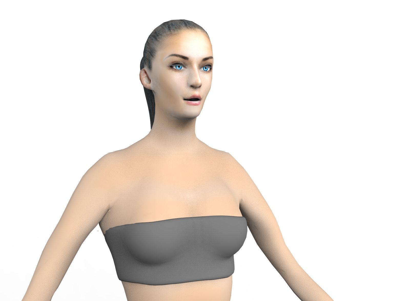 Fitness Girl Low-poly 3D model_9