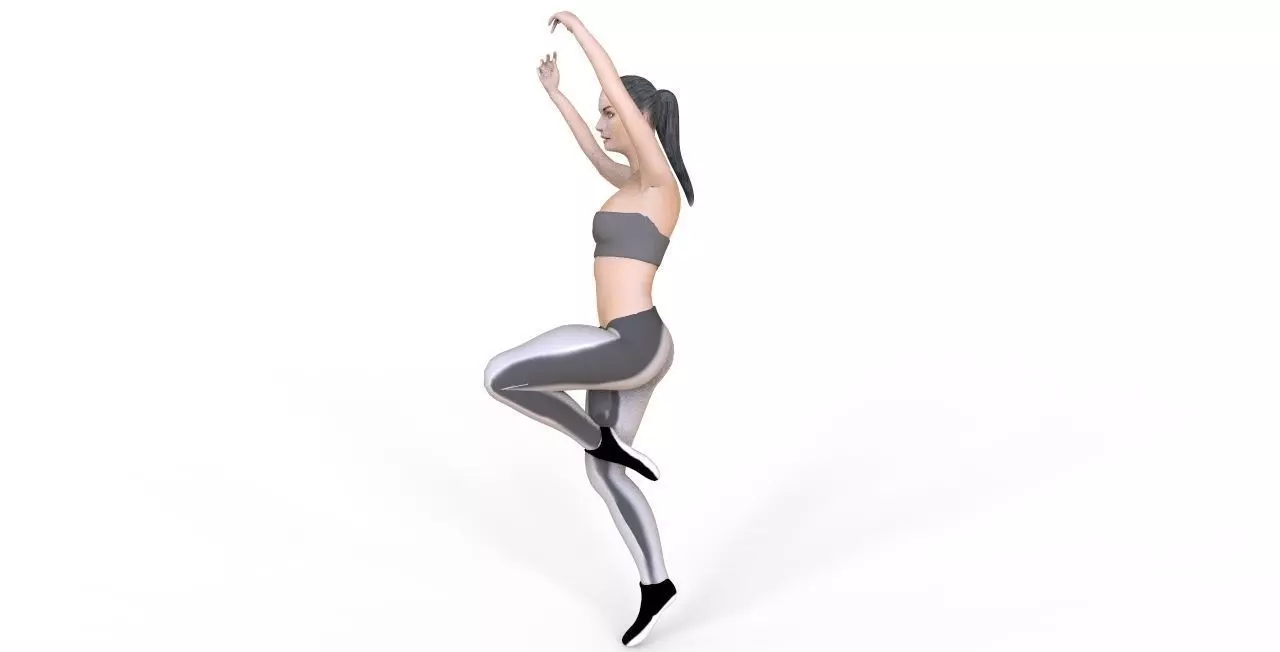 Fitness Girl Low-poly 3D model_0