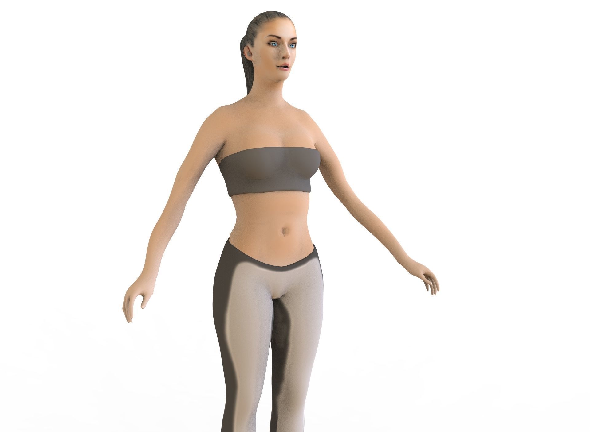 Fitness Girl Low-poly 3D model_2