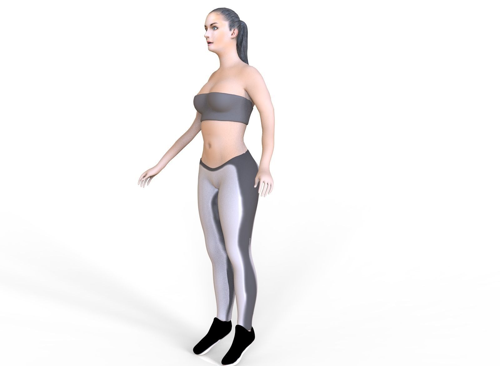 Fitness Girl Low-poly 3D model_10
