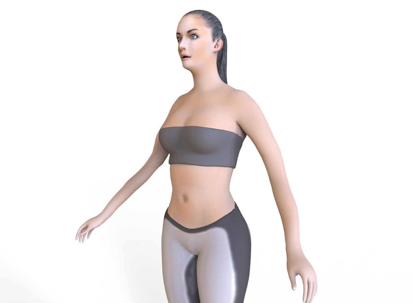Fitness Girl Low-poly 3D model_6