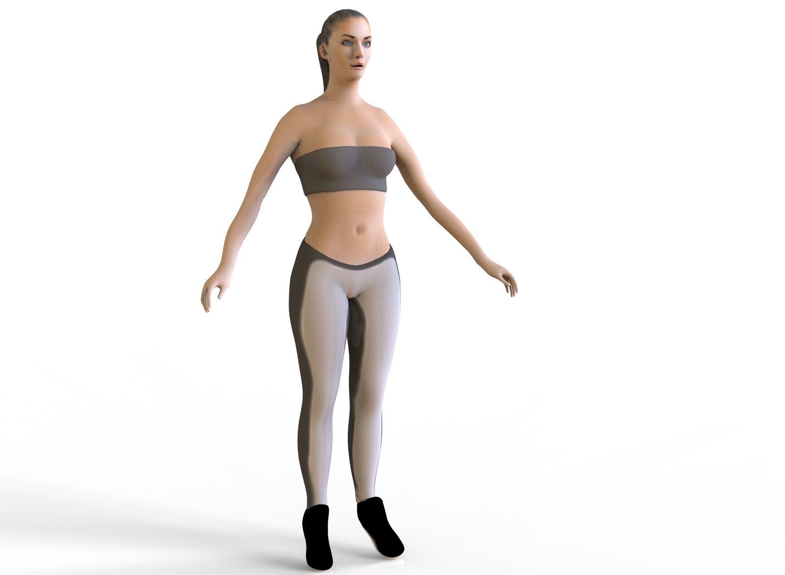 Fitness Girl Low-poly 3D model_4