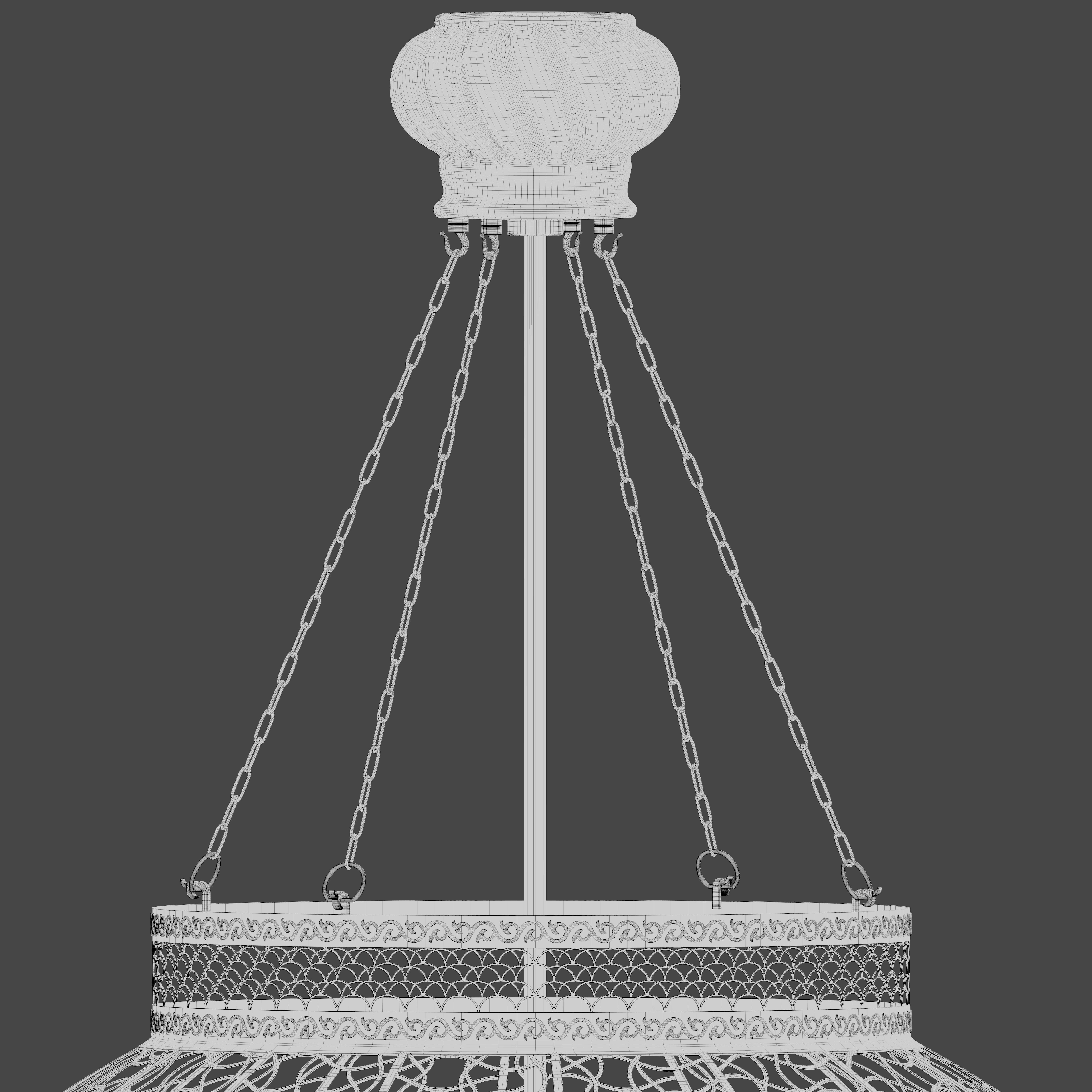 Moroccan Metal Hanging Lantern 3D model_5
