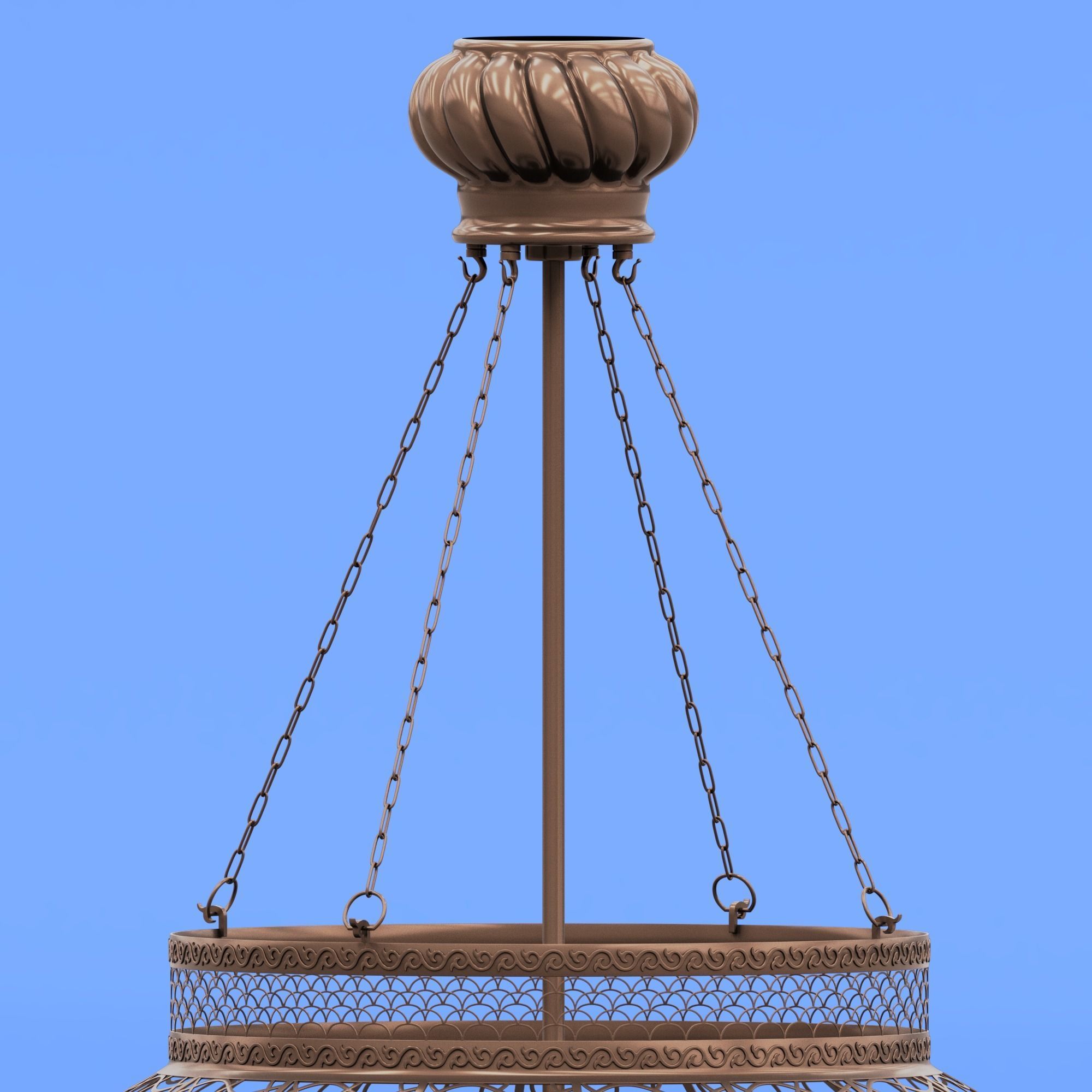 Moroccan Metal Hanging Lantern 3D model_1