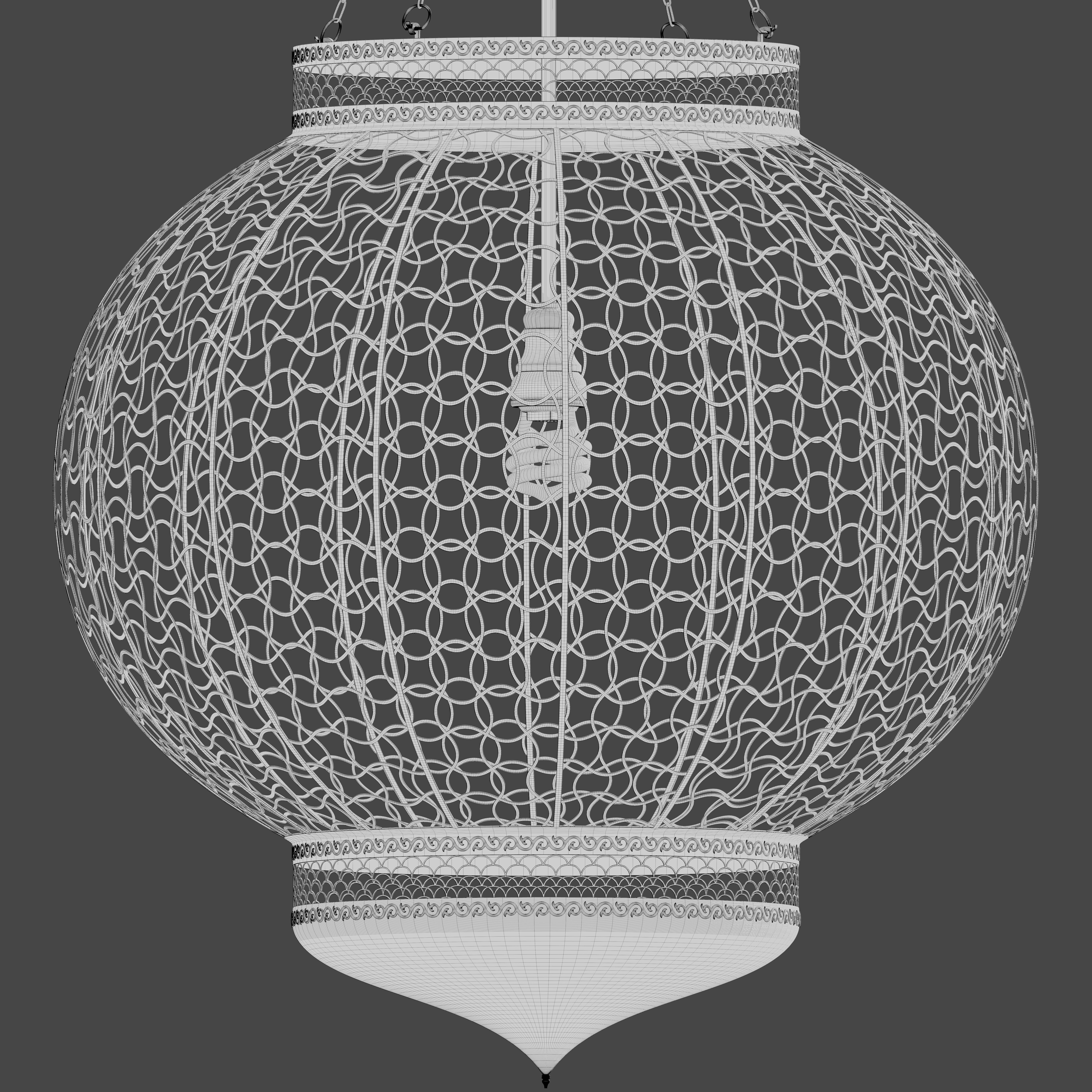 Moroccan Metal Hanging Lantern 3D model_4