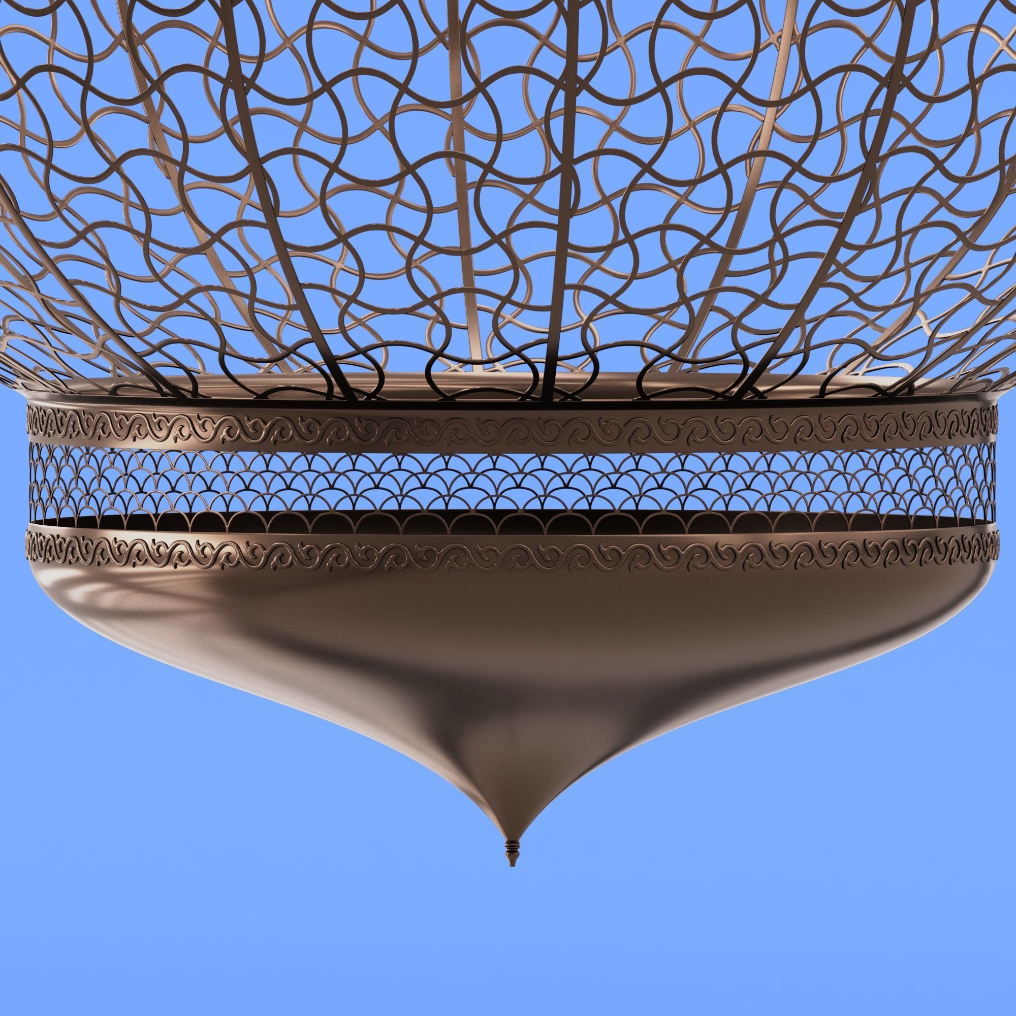 Moroccan Metal Hanging Lantern 3D model_3