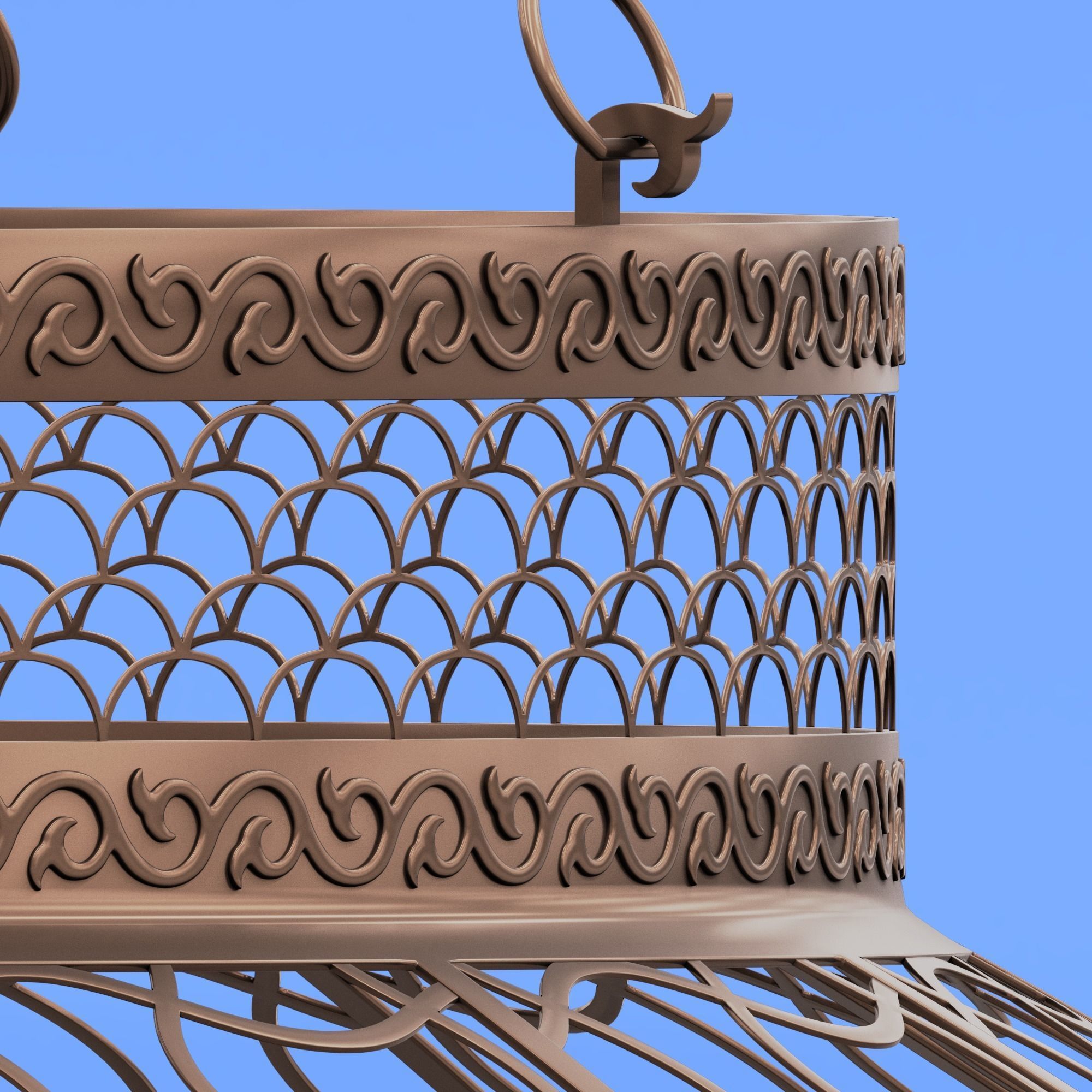 Moroccan Metal Hanging Lantern 3D model_2