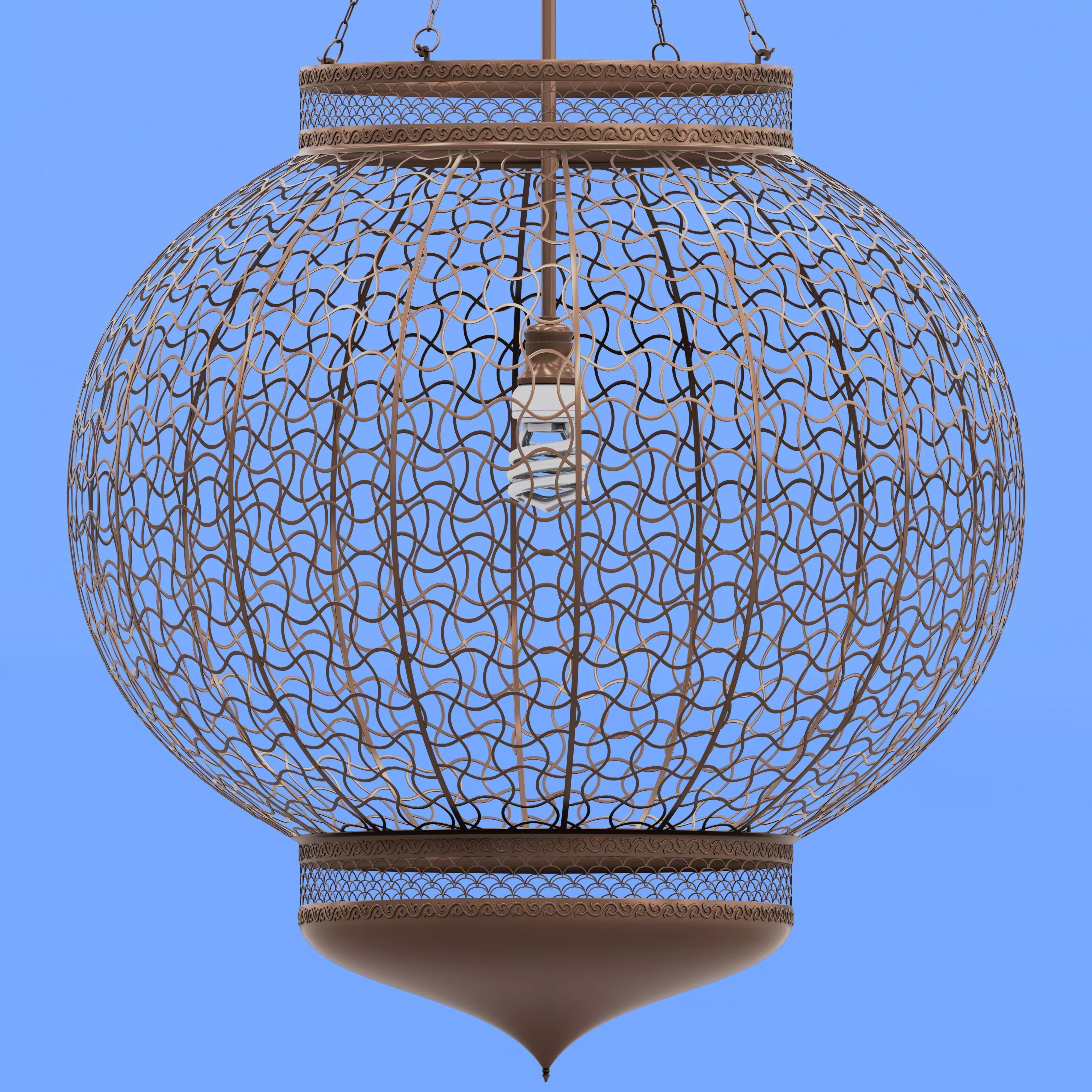 Moroccan Metal Hanging Lantern 3D model_0