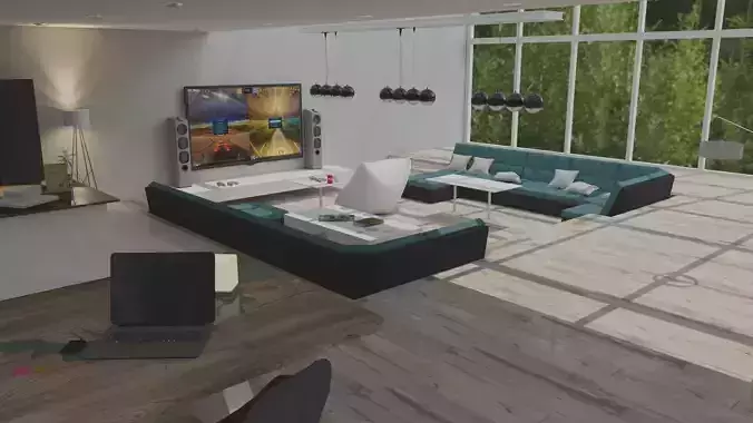 Light Loft Chill Game Room with 360-viewsettings 3D model
