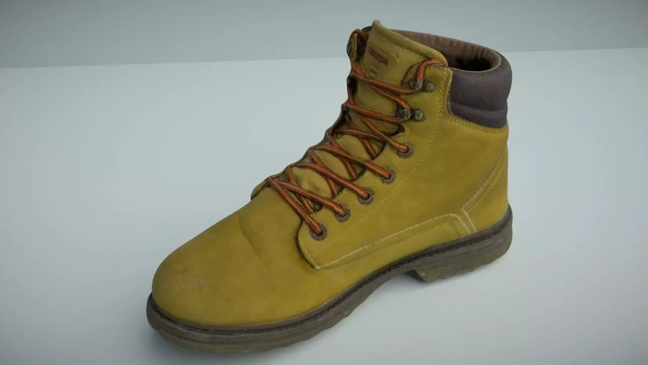 Boot 3D model low poly work Low-poly 3D model_0