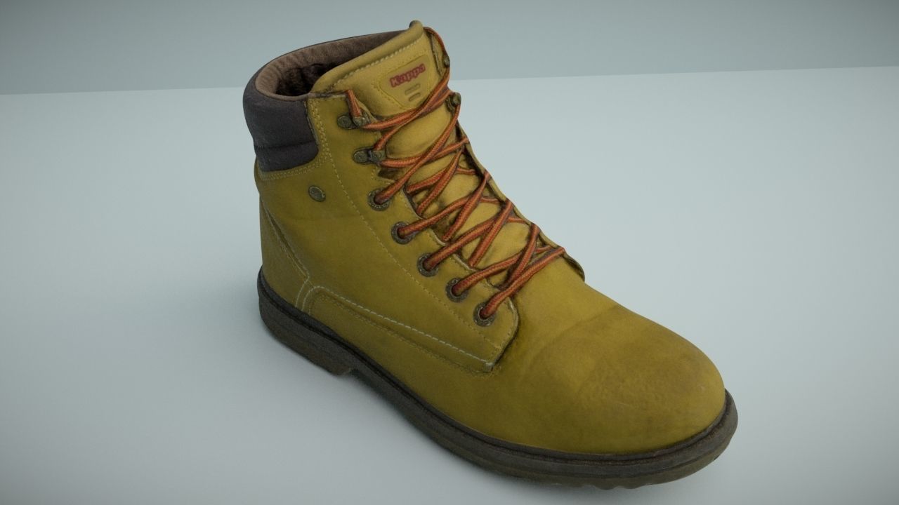 Boot 3D model low poly work Low-poly 3D model_1