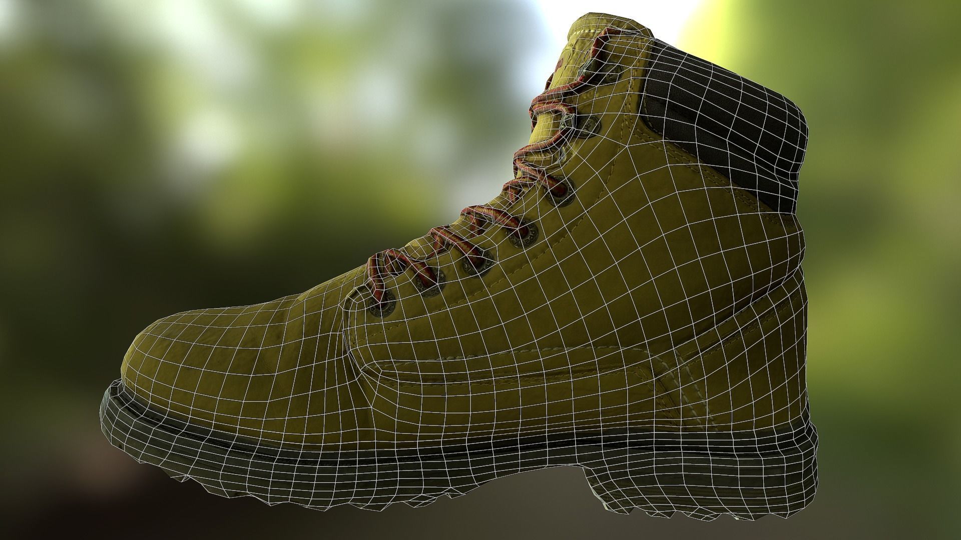 Boot 3D model low poly work Low-poly 3D model_9