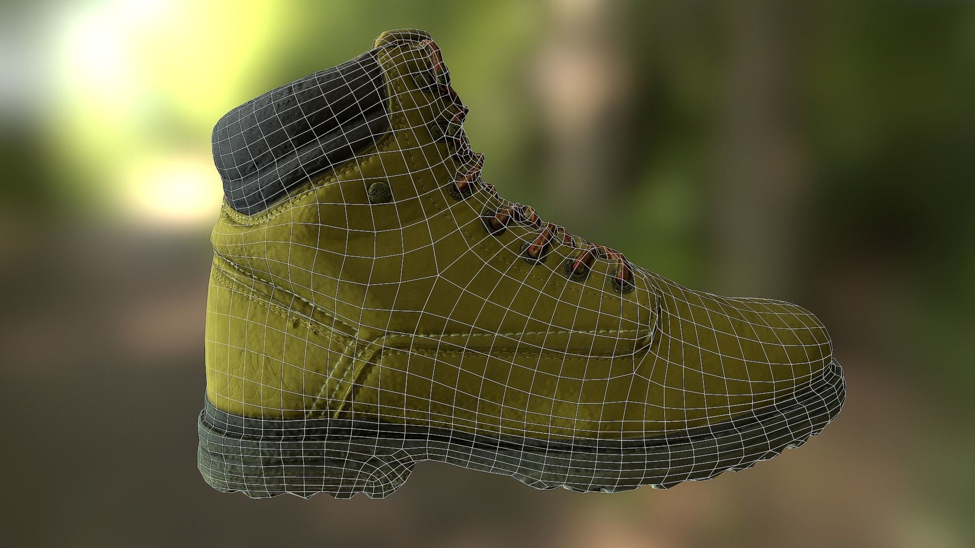 Boot 3D model low poly work Low-poly 3D model_11