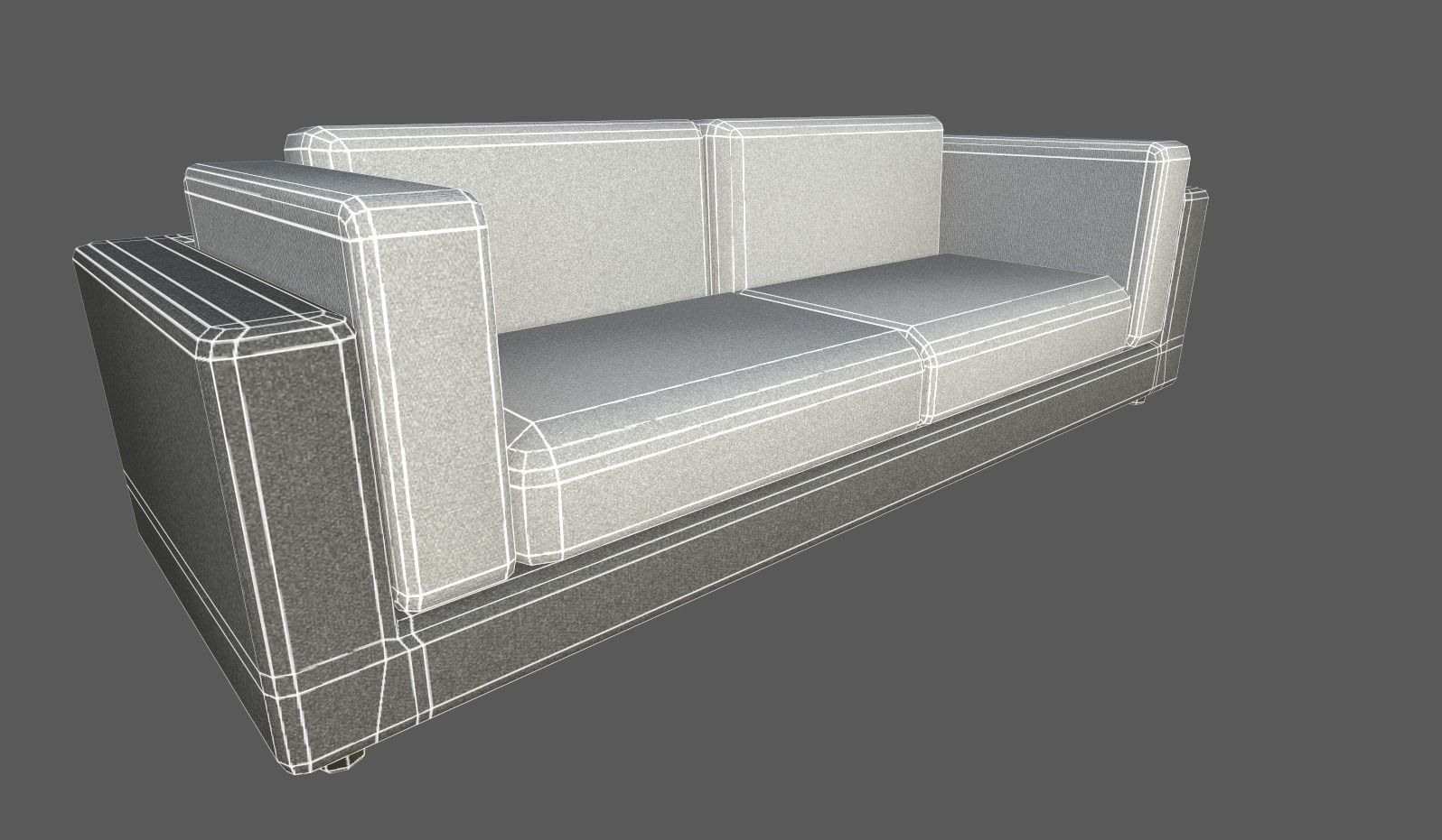 Modern Couch Low-poly 3D model_7