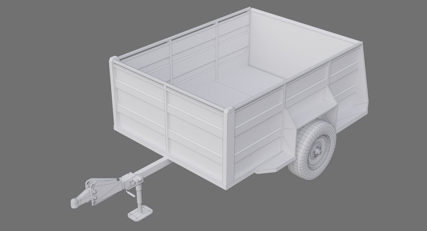 Utility Trailer 1B Low-poly 3D model_6