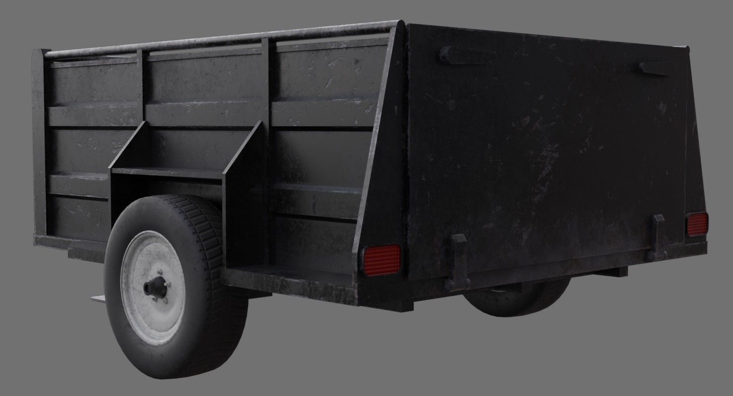 Utility Trailer 1B Low-poly 3D model_3