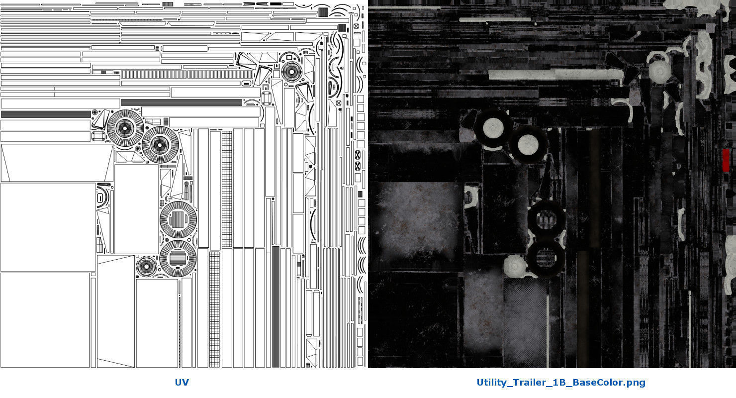 Utility Trailer 1B Low-poly 3D model_7
