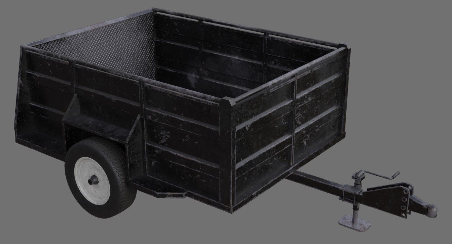 Utility Trailer 1B Low-poly 3D model_1